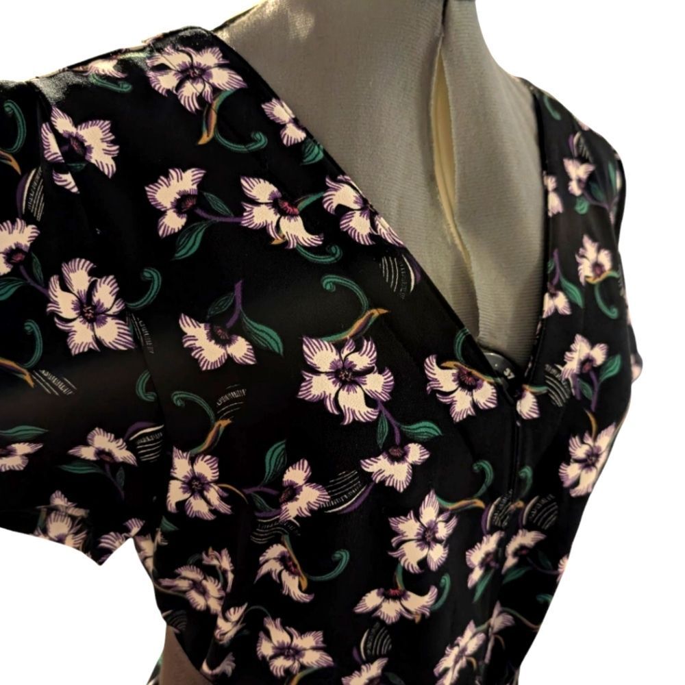 Next Tailoring Women's Black Floral Print A Line Dress Size 14‎